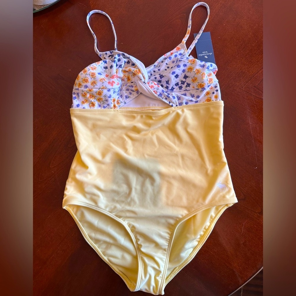 Abercrombie Kids Floral and Yellow One Piece Swimsuit
